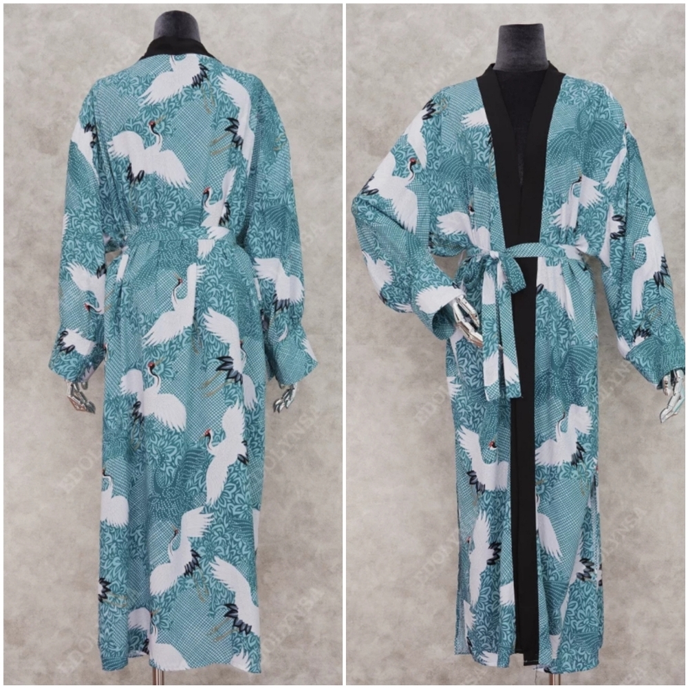 š§”IN STOCKš§”5āSwan Print Beach Cover Up - Picture 6 of 9